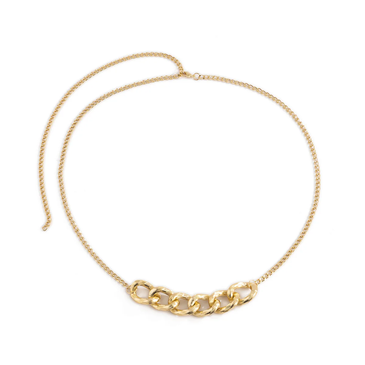 Уличная мода выстрел с цепью из алюминия на талии платья простота все матч тонкая