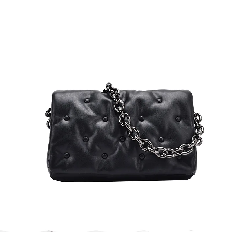 

Chain PU Leather Hand Bags for Women 2021 Designer Vintage Small Shoulder Bag Branded Trending Handbags and Purses Underarm Bag