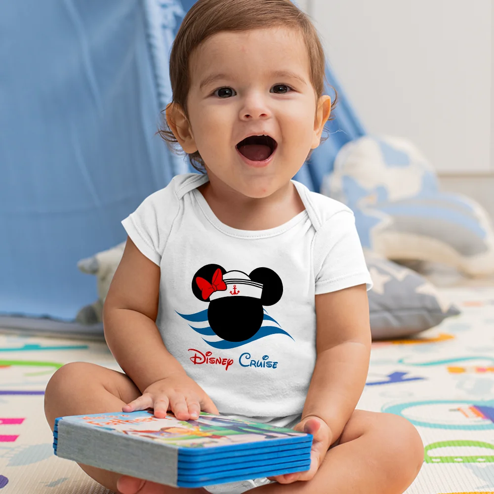 

Minnie Print Disney Toddler Jumpsuit Comfy Korean Style Outdoor Short Sleeve Baby Romper New Girl Boy Cartoon Pattern 0-24M