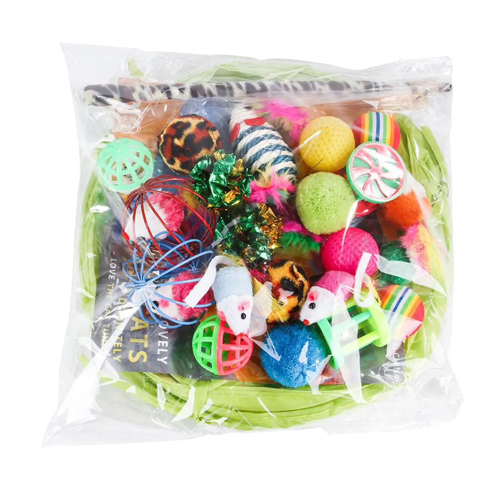 

21pcs Cat Toys Kitten Toys, Kitten Tunnel Feather Teaser Wand Fish Mouse Mice Balls Cat Puppy Collapsible Interactive Toy