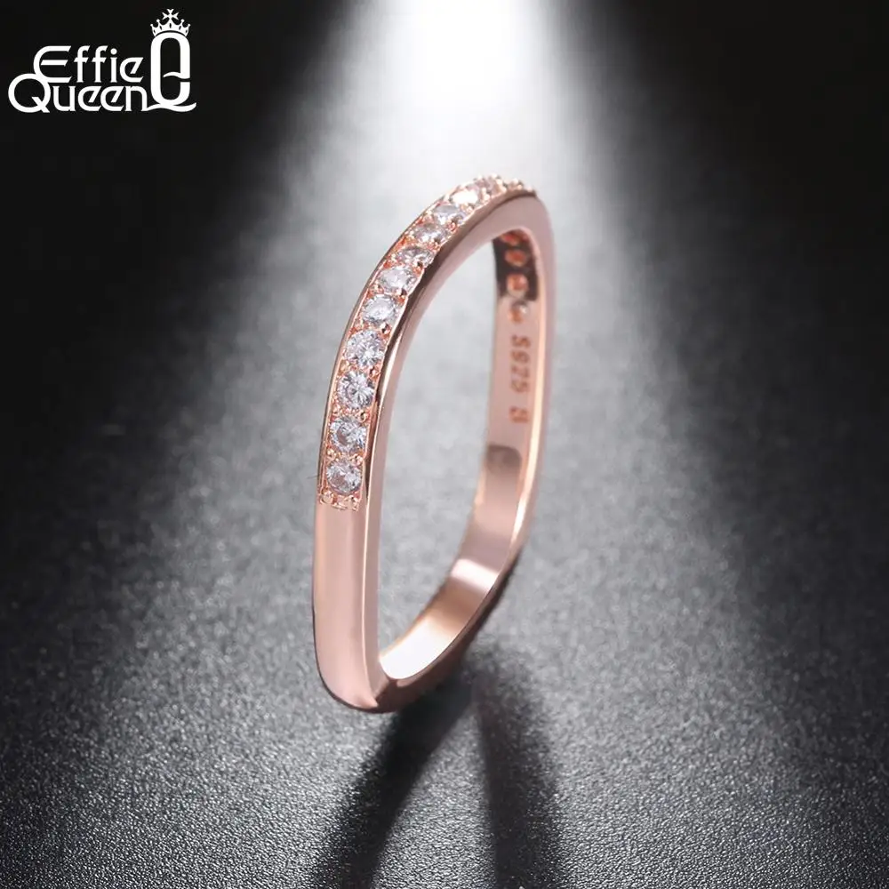 Effie queen S925 Серебряные Кольца для женщин AAA кубический циркон зубец Установка модное кольцо Роскошные женские ювелирные изделия TSR50