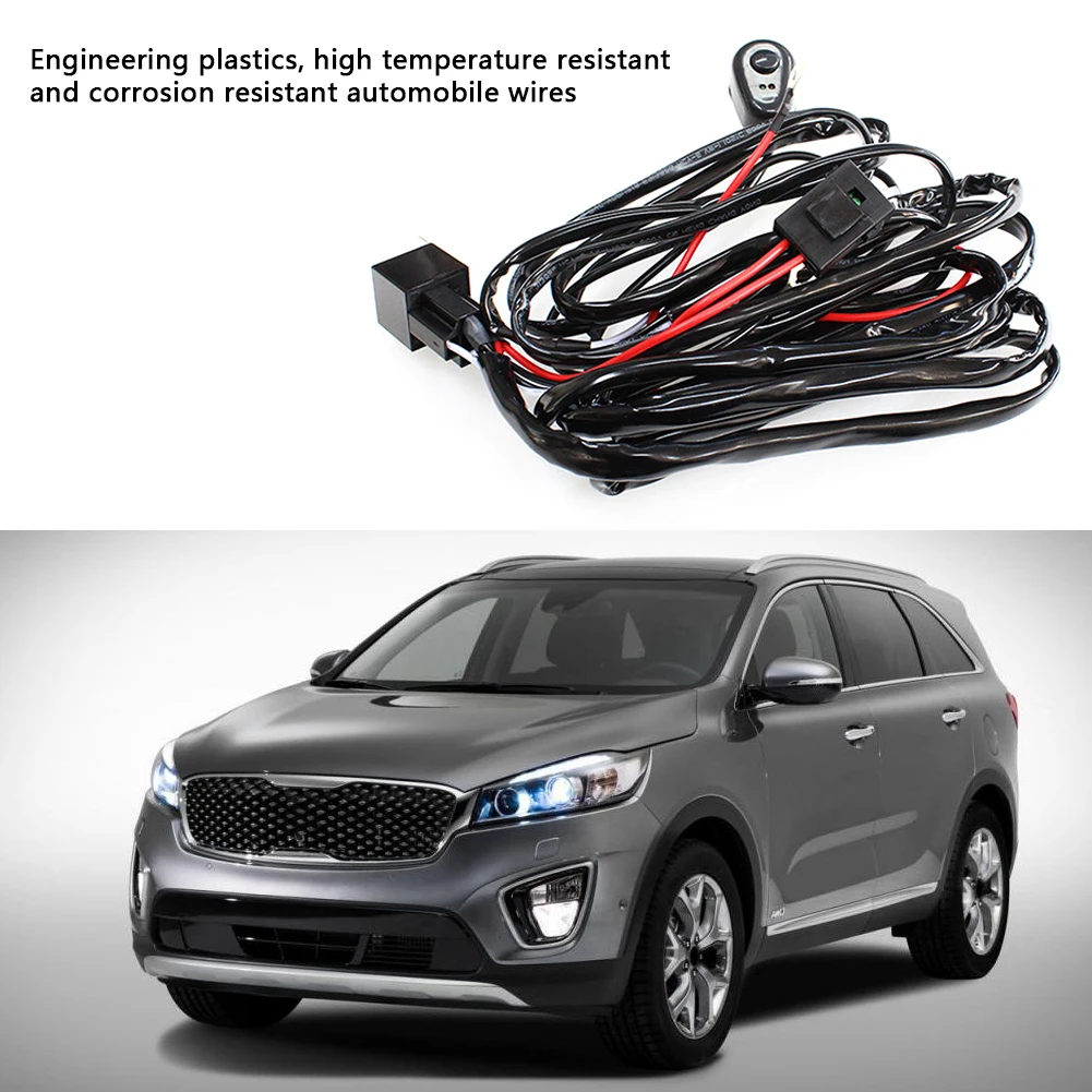 

3m LED Light Bar Wiring Harness Wire Kit 2 Lead On/Off Switch 40A 12V Flat Relay 30A Blade Fuse Auto Parts