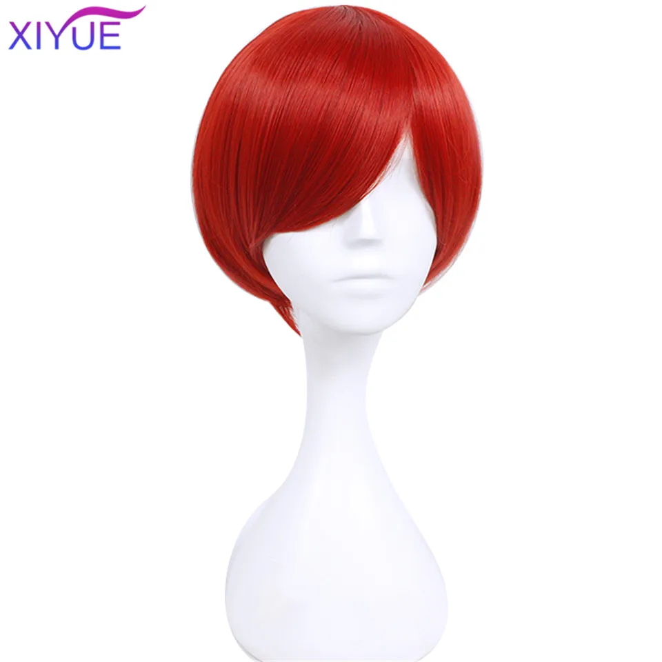 XIYUE короткий прямой косплей парик черный фиолетовый красный розовый синий темно