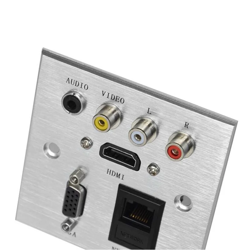 Розетка настенная из алюминиевого сплава с аудио и видеоразъемами|Коннекторы