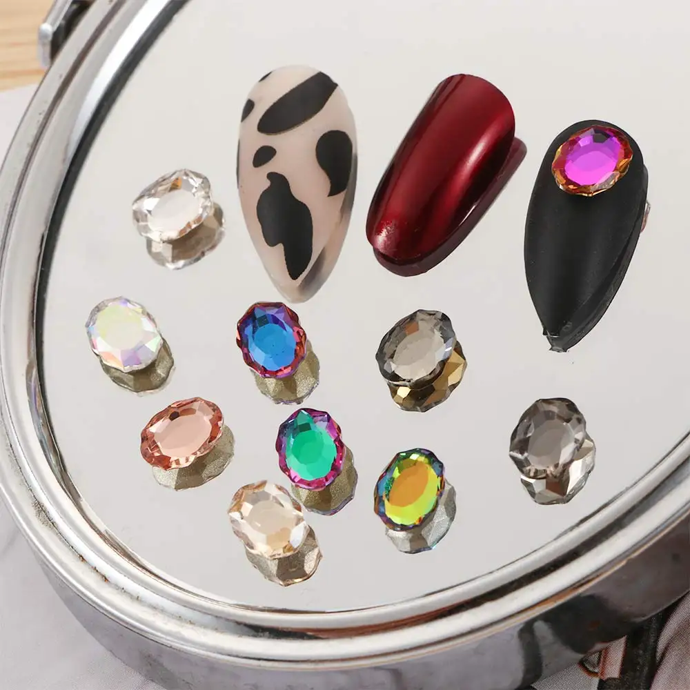 

10Pcs Nail Art Decorations Rhinestones Oval Mirror Crystal Diamond Glass Gemstone Strass 3D Charm Diamond Jewelry Accessories