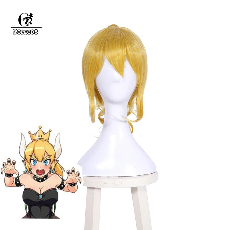 Rolecos аниме Bowsette косплей волос Kuppa Koopa Hime принцесса головные уборы Желтый косплей синтетические волосы для женщин аксессуары для волос