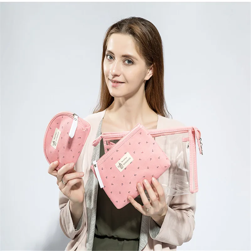 

3PCS/Set Cosmetic Bags Women PVC Pouch Travel Organizer Toiletry Blosa Clear Makeup Bag Waterproof Neceser Portable Make Up Bags