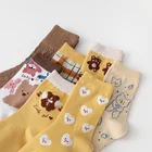 Симпатичные носки с животным принтом медведя в стиле преппи для женщин, Мультяшные уличные спортивные носки в стиле Харадзюку, милые дизайнерские женские хлопковые носки