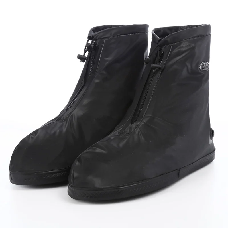 Black Zipper Cover For Shoes Boots Unisex Men Women Transparent Galoshes Reusable Clear Shoe Covers Waterproof Rain Shoe Covers