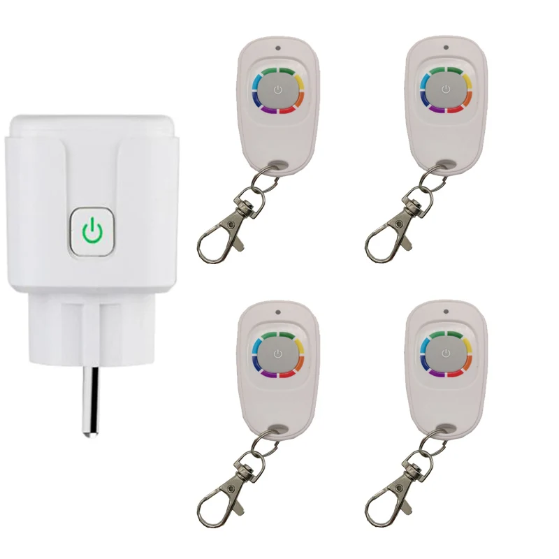 ПДУ беспроводная розетка переменного тока RF AC 220В с европейскими стандартными вилками и передатчиком, стандарт ЕС, 433 МГц, включение питания.