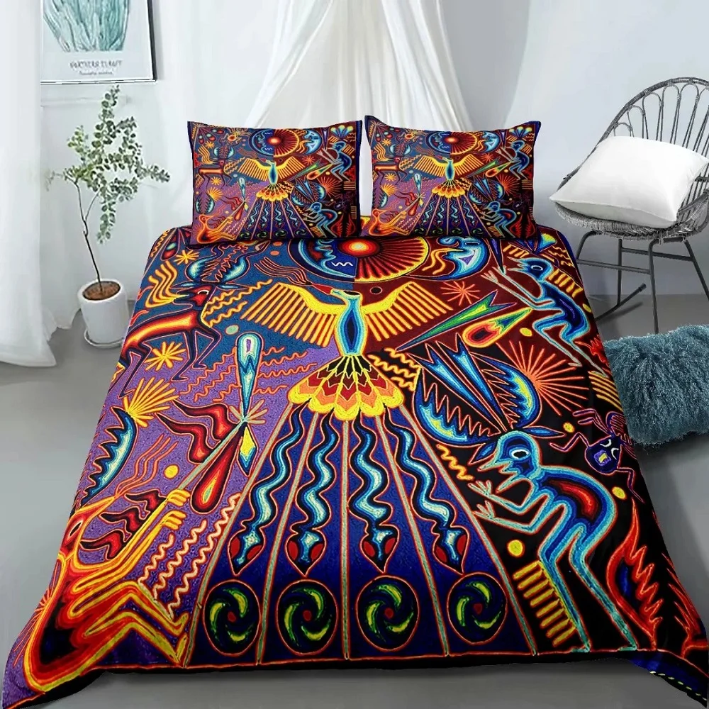 

Indian style HD Digital Print Bedding Sets Duvet Cover+ Pillowcase 2/3pcs Single Twin Queen King bed set US/AU/EU size