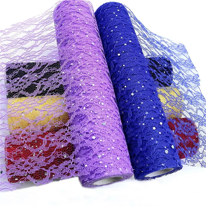 Кружевная лазерная ткань с блестками 30 см х 10 ярдов для поделок детского душа
