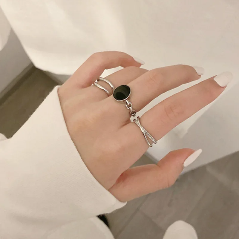 

Three-piece ring wild opening adjustable temperament male European and American design ring wild index finger ring female
