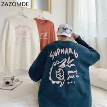 Вязаный пуловер ZAZOMDE с граффити джемпер свитера уличная одежда