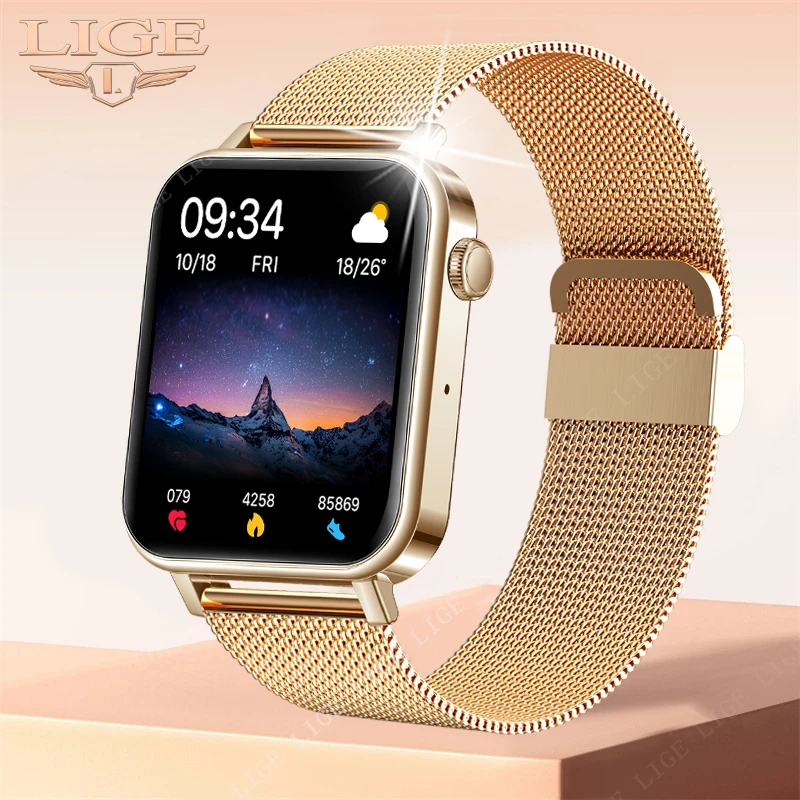 LIGE New Women Smart Watch Men 1.69" Full Touch screen Bluetooth Call Heart Rate Blood Pressure Smart Watch Men for Android IOS