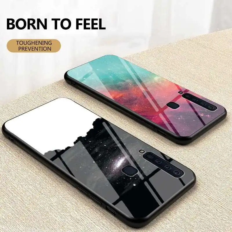 

KatyChoi Starry Sky Pattern Glass Case For Samsung Galaxy A9 Pro 2019 A9 A8 A6 Plus A7 2018 Phone Case Cover