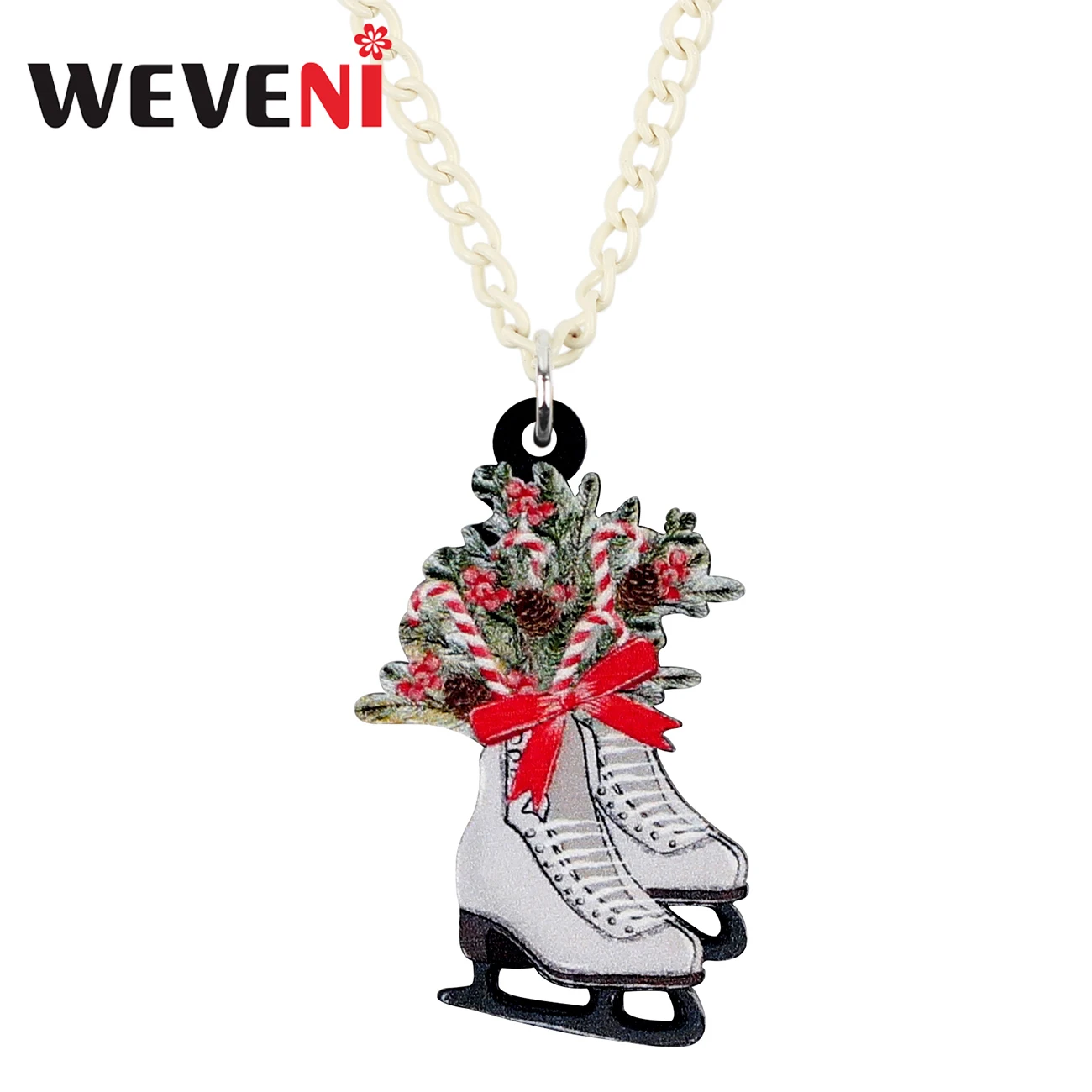 WEVENI акриловое рождественское ледяное ожерелье с обувью подвеска цепочка