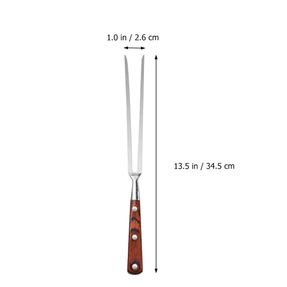 

Wooden Handle and Stainless Steel Barbecue Fork and Cutter Barbecue Supplies (Coffee)