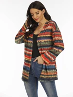 2021 spring european and american printed knitted cardigan thin coat loose coat women
