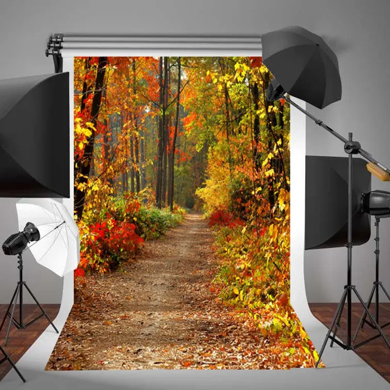 

3x5ft Autumn Forest Path Theme Photography Background For Studio Photo Props Photographic Backdrops Cloth 90cmx150cm