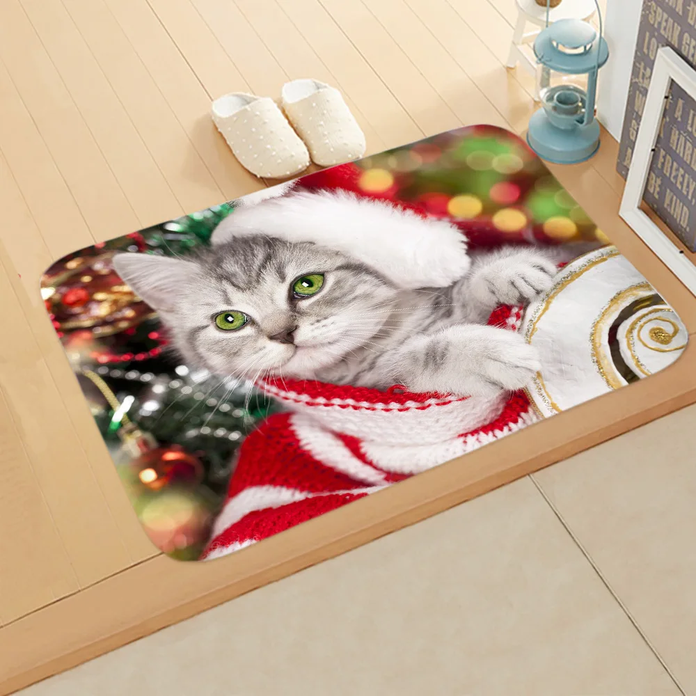 

2021 Kerst Mat Christmas pet print doormat Vrolijk Kerstfeest Decor Voor Thuis Badkamer Keuken Beddroom Noel Decor 40*60cm
