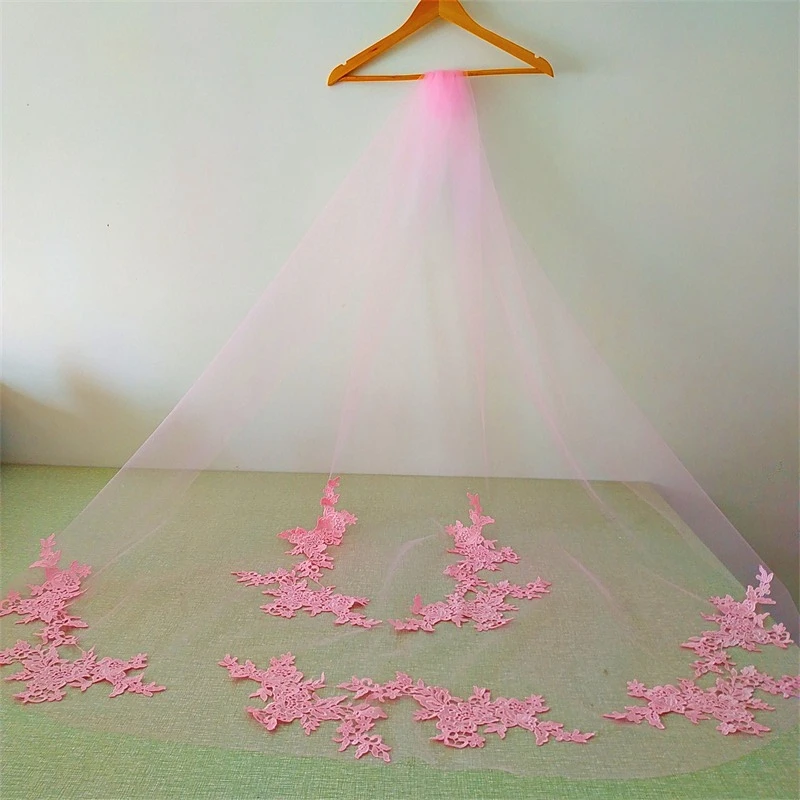 

New Arrival Bridal Veils with Appliques White/Ivory Wedding Accessories Long Elegant Princess One-Layer Wedding Veils with Comb