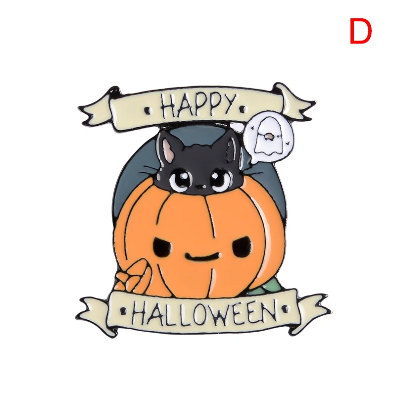 Милая эмалированная брошь на булавке в виде летучих мышей и тыквы стиле