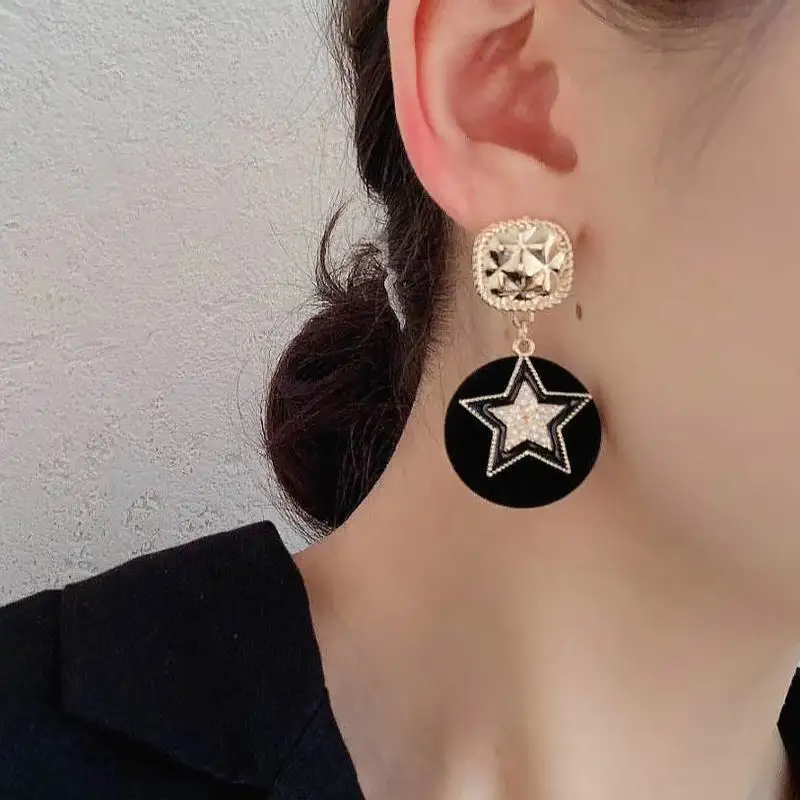 

Statement Black Star Geometric Drop Earrings For Women 2020 New Design Autumn Winter Fashion Jewelry Oorbellen