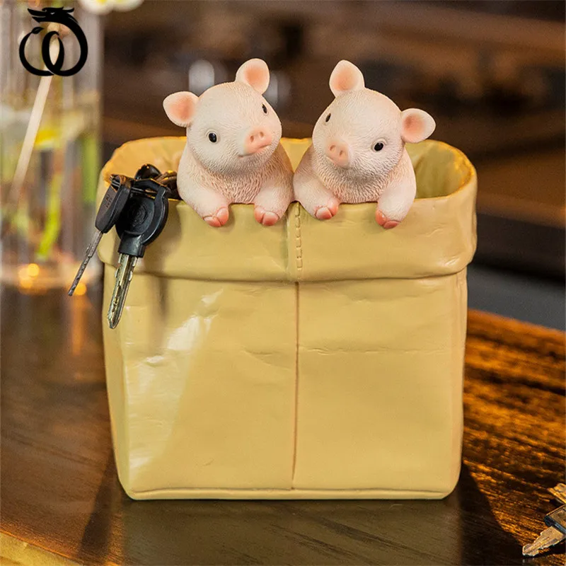 

New 2021 Creative Resin Pig Art Sculpture Animal Luxury Snacks Jewelry Storage Box Home Decoration Christmas Gift R5874