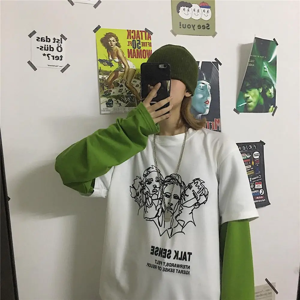 Женские толстовки в японском стиле Харадзюку Ulzzang с буквенным принтом Ретро