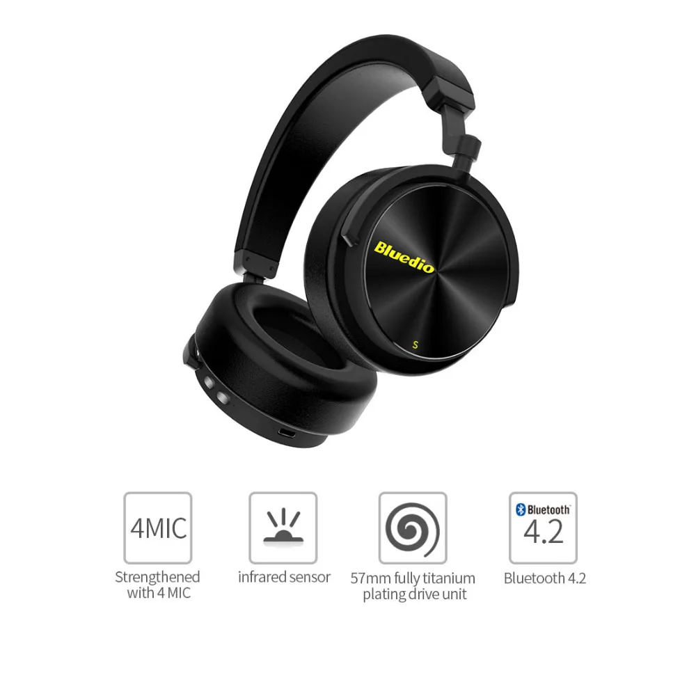 Bluedio T5S активный шумоподавление беспроводные bluetooth-наушники портативная