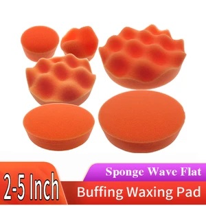 Полировальные колодки-2 дюйма, 3 дюйма, 4 дюйма, 5 дюймов, набор полировальных колодок, губка, инструмент для очистки автомобиля, полировщик, волнистые плоские оранжевые подушечки для полировки