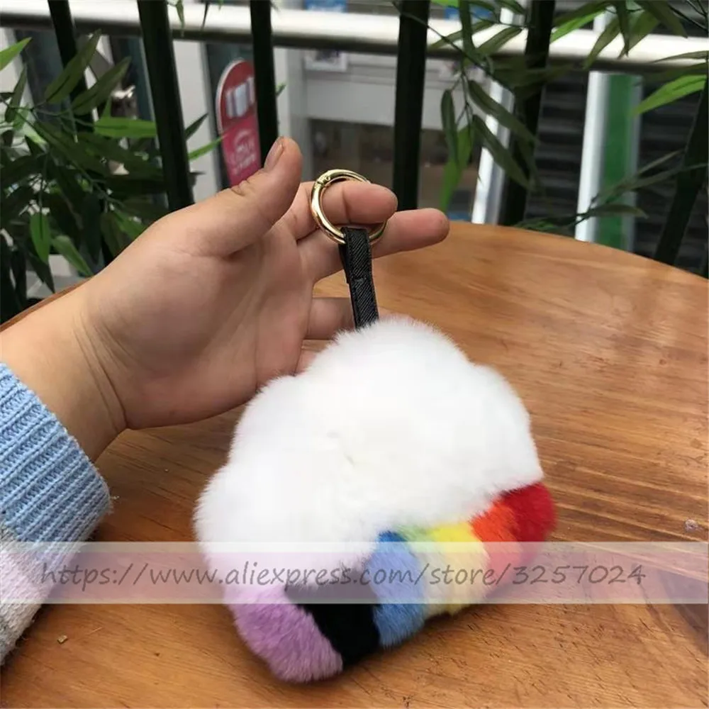 Брелок Magicfur-Fur Cloud Настоящий мех кролика Pom Ball Сумочка с брелоком Шарм брелок-Подвеска Аксессуары