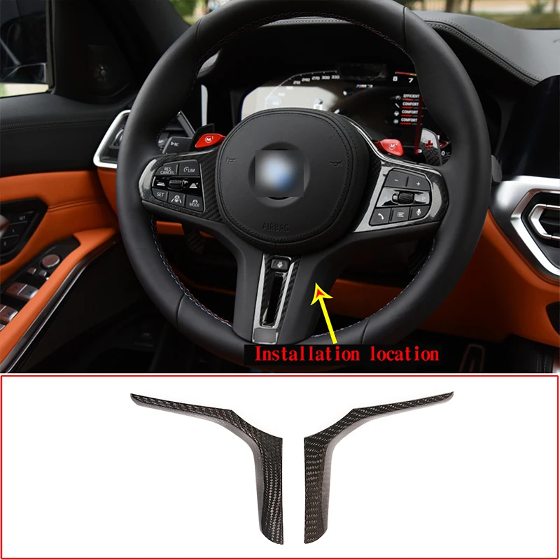 Car styling Real Carbon Fiber Interior Modification Steering Wheel Frame Decorative Stickers For BMW M-Sport Car Accessories