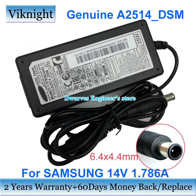 

Genuine A2514_DSM 14V 1.786A 25W AC/DC Adapter for SAMSUNG S24D300H C27F398FWN LED-LIT S22C S23C S24C S27C LCD Monitor Charger