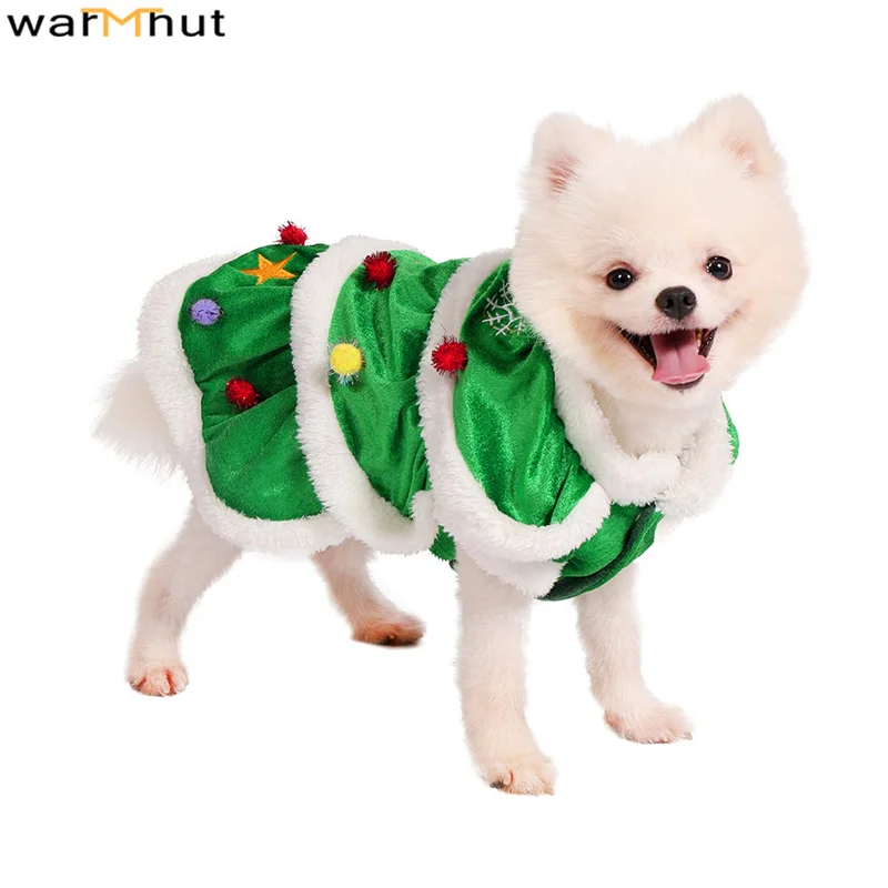 Костюм для собак и кошек WarmHut Christmas Tree - забавное нарядное платье для домашних животных в стиле рождественской ели, изготовленное из флиса, теплое, размеры S, M, L, XL.
