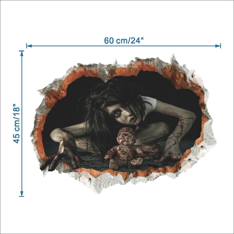 

Halloween Horror 3D Stereo Wall Sticker Bedroom Stickers Home Decoration Stickers and Posters Removable For Living Room