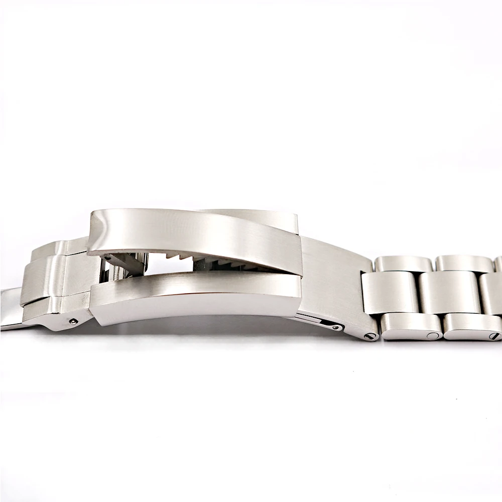 CARLYWET 20 21mm Silver Brushed Watch Band Steel Screw Link Replacement Wrist Bracelet Flip Lock Clasp For Rolex Oyster Deepsea