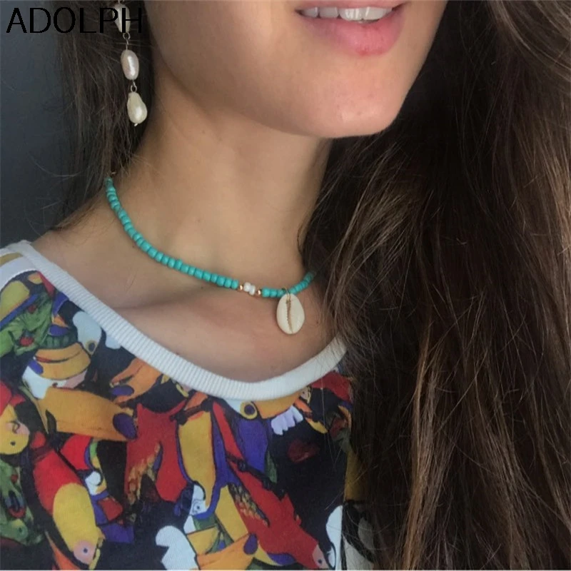 Ожерелье-чокер Adolph Extendy в богемном стиле с зелеными ракушками ожерелье