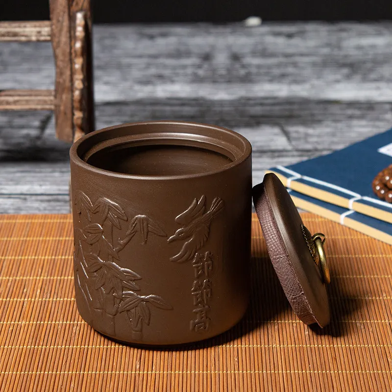 Зелёный чай герметичный ящик для хранения из фиолетовой глины под банки чая Caddy