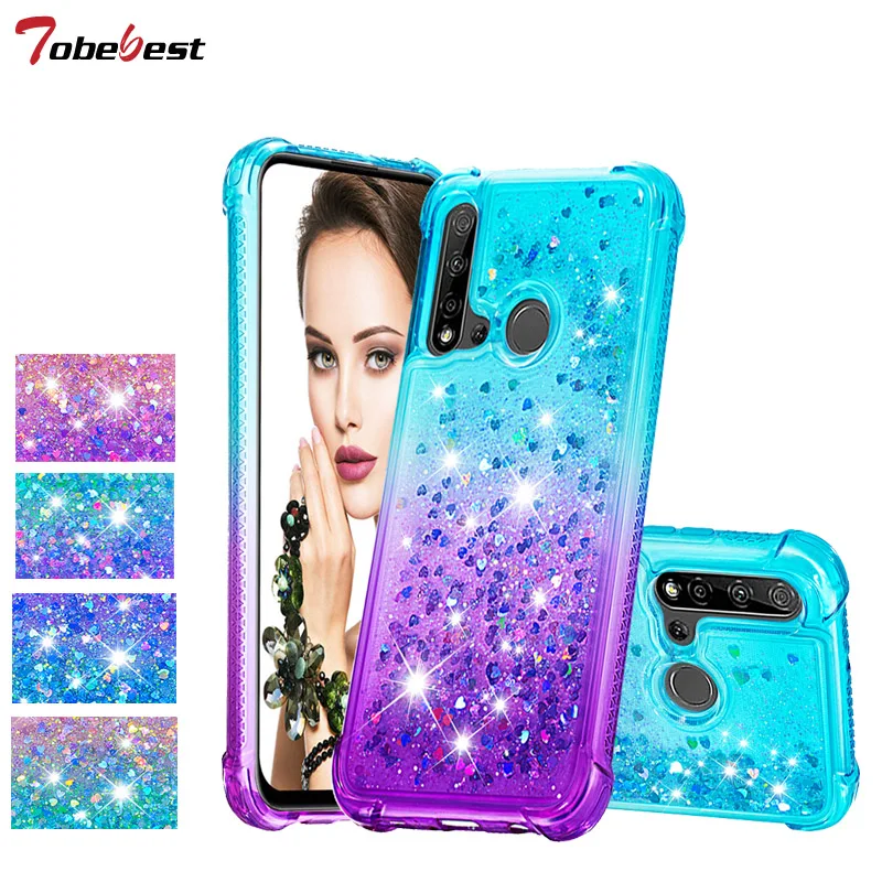 Ударопрочный Блестящий жидкий блестящий чехол с бриллиантами для huawei P20 Lite 2019 из