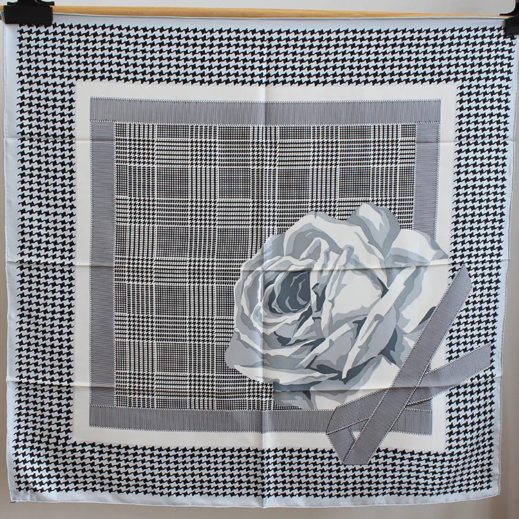 Новинка 2021 летний женский шарф из 100% саржевого шелка с рисунком гусиные лапки 90*90