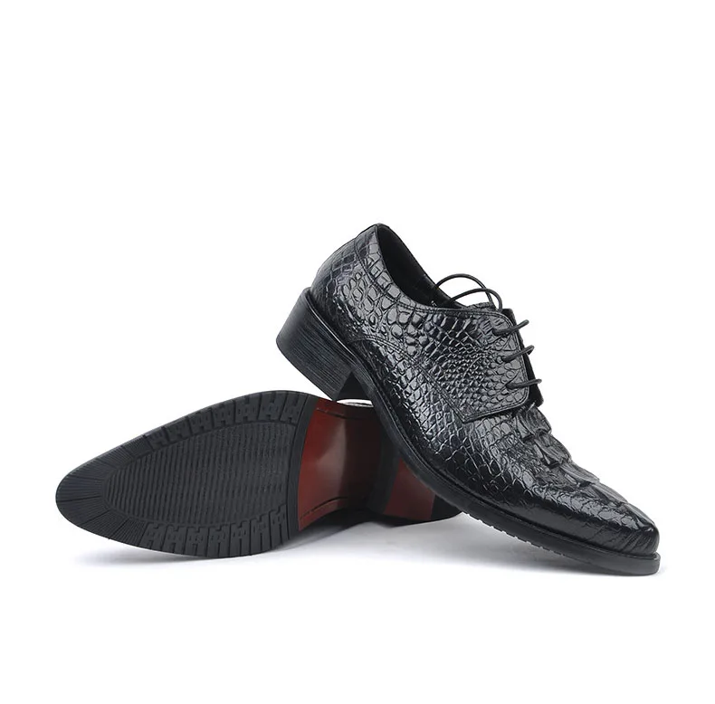 Туфли мужские классические из натуральной кожи с крокодиловым узором | Обувь