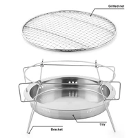 outdoor stainless steel grill portable barbecue grid mini round charcoal folding bbq grill outdoor camping picnic tool