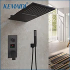 KEMAIDI Matte Black  Shower Faucet Shower Rainfall Tub  Bathtub Rain Square Shower Head Waterfall Shower Faucet Set