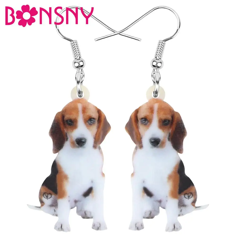 Bonsny акриловые висячие серьги с собаками животными ювелирные изделия для женщин