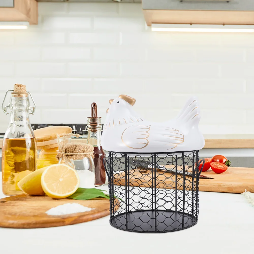 

1 Set Iron Basket Fruit Storage Container Creative Egg Basket Kitchen Accessory