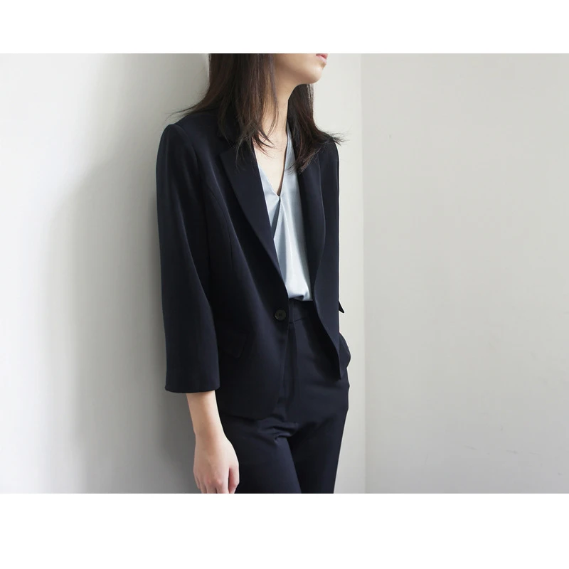 Женская офисная блузка GOPLUS Весенняя однотонная с v образным вырезом и длинным