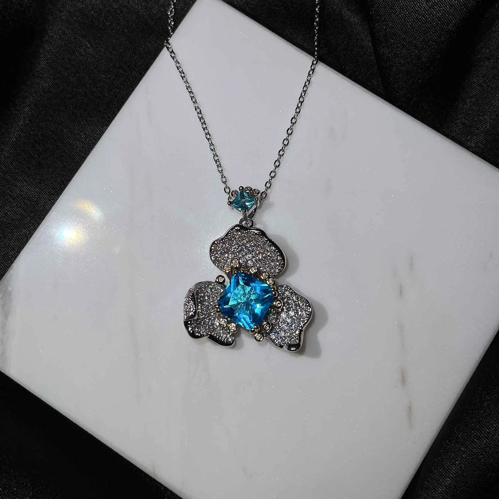 

QTT 2021 Trend Europe Luxury Hot Sale Earrings Ring Necklace Set Brand 925 Silver Set Flowers Jewelry Sets For Women