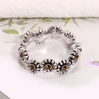 coconal vintage bohemia red gemstone daisy flower opening adjustable womens ring for fine party jewelry gift set fidget rings
